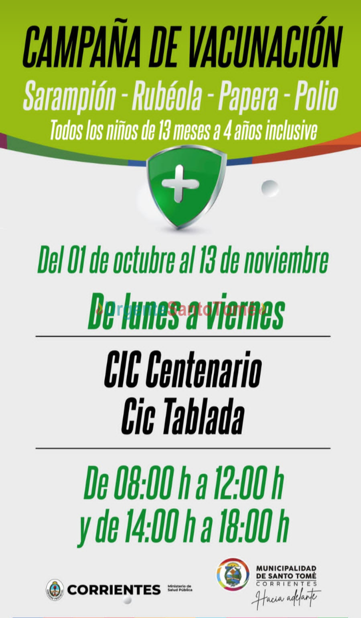 Comenzó en Santo Tomé una importante campaña de vacunación para niños hasta noviembre