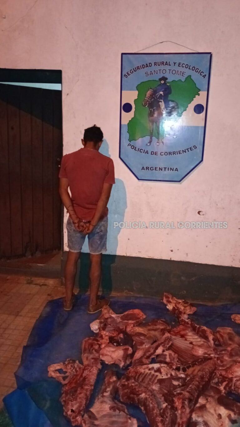Atraparon a un cuatrero en Santo Tomé con más de cien kilos de carne faenada