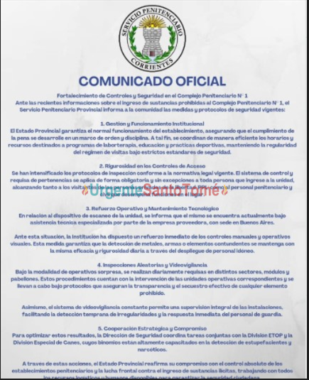 El Servicio Penitenciario señaló que cumple con las normas en la Unidad Penal de Corrientes
