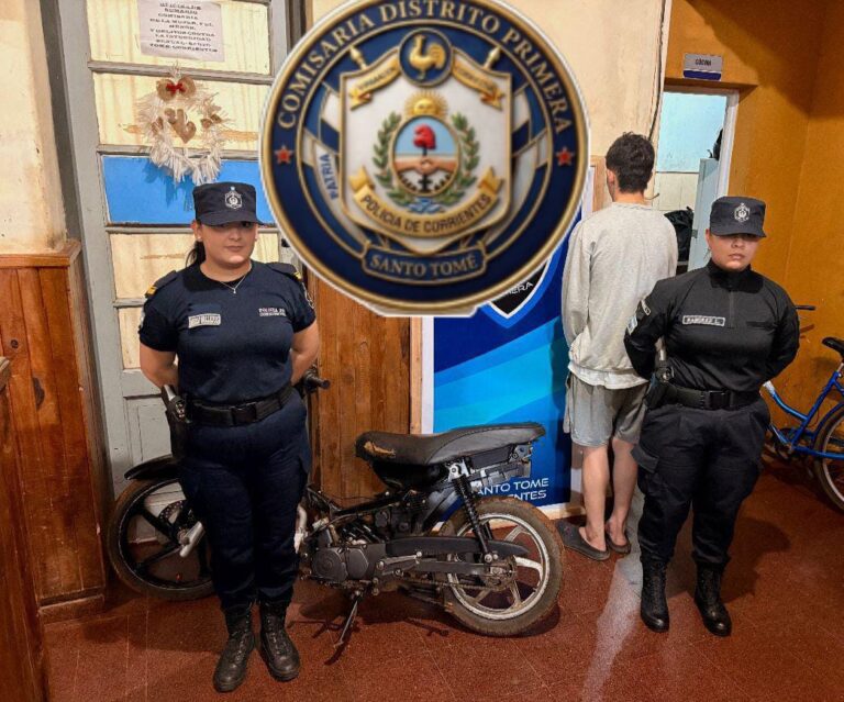 Santo Tomé: La Policía recuperó una motocicleta que fuera sustraída y aprehendió al presunto autor del hecho
