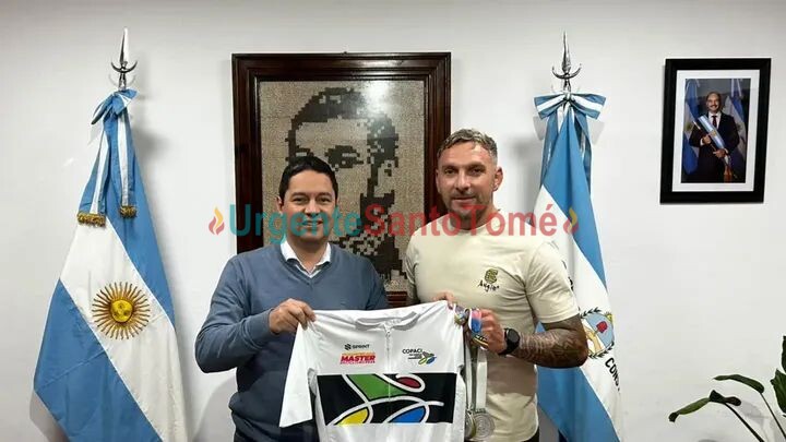 El Virasoreño campeón Panamericano de ciclismo visitó al intendente Guillermo de La Cruz