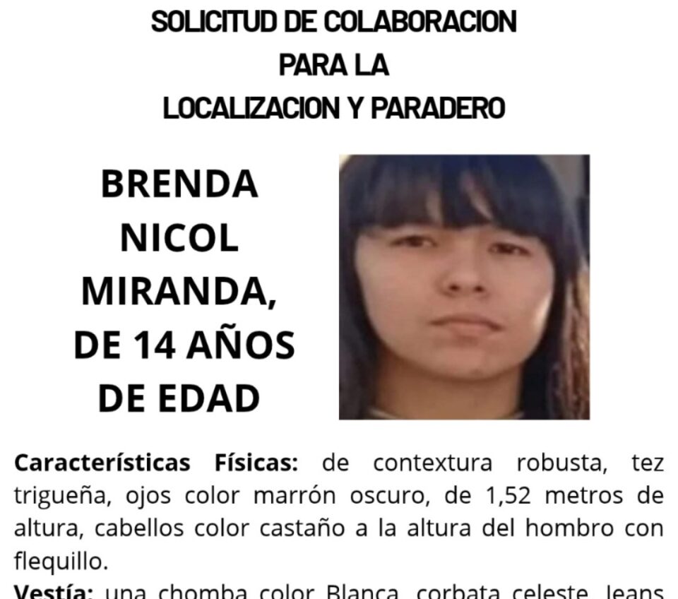 Buscan a una menor desaparecida en Santo Tomé